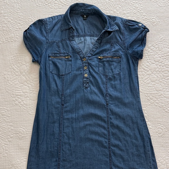 G by Guess Navy Denim Dress with Zipper Accents retro western boho✨ - Picture 6 of 10